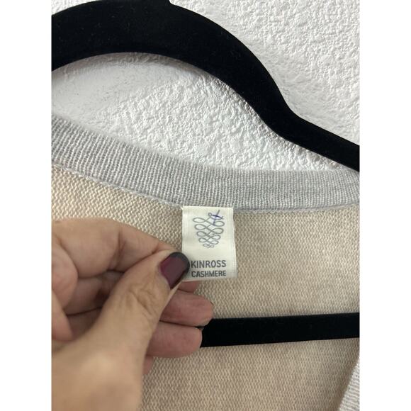 Kinross Cashmere Poncho V Neck Brown Grey One Size Old Money‎ Quiet Luxury Flaw - Picture 6 of 11